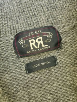 RRL Ralph Lauren Grey 1930s 1920s Vintage SHAKER Shawl Collar Cardigan SMALL 3