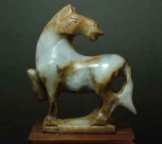 China Old Hand - Made Jade Engraving China Zodiac Horse Sculpture Statue 01 C01