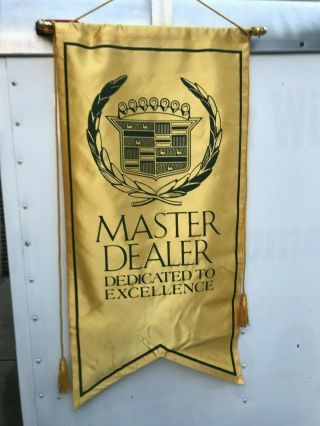 Cadillac Dealership Banner Flag Garage Wall Sign Advertising Gold Promotion Vtg