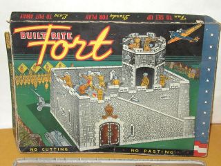 Vintage 1940s Built - Rite Set No.  25 Toy Fort By Warren Paper Products