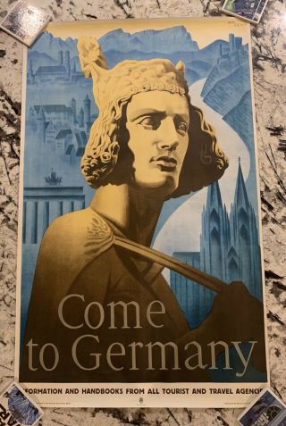 Vintage Art Deco 30s Or 40s Come To Germany Travel Poster Max Eschle