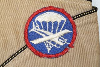 WWII U.  S.  PARATROOPER OFFICER ' S OVERSEAS CAP w/THEATER MADE PATCH - KHAKI COTTON 3