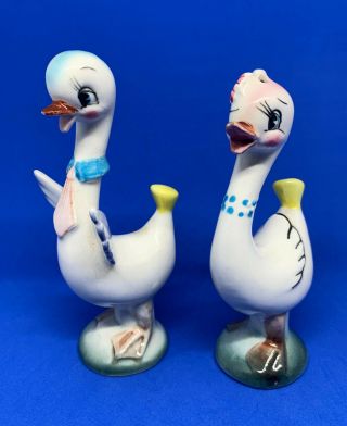 Swan Duck Salt Pepper Shakers Anthropomorphic Japan Kitsch Kitschy Cute Vintage