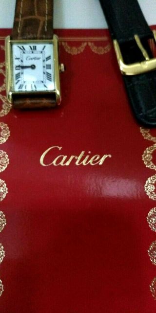 Cartier Tank Vintage,  Antique Swiss Unisex Wristwatch,  Galvanized Plaque Box,  Wind