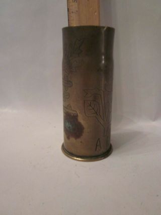 Brass shell Trench art antique military artillery cross religious world war WW1 2
