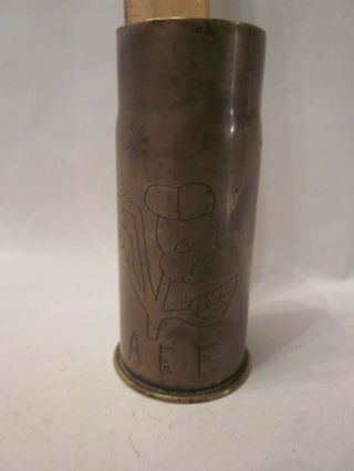 Brass shell Trench art antique military artillery cross religious world war WW1 3