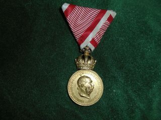 World War One Gilt Austro - Hungarian Merite Medal With Ribbon