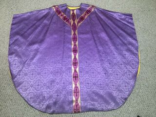 Vintage Purple Catholic Priests Vestment With 2 Stoles