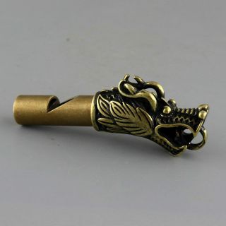 Collectable China Old Bronze Hand - Carved Myth Dragon Delicate Precious Whistle