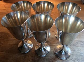 Set 6 Amston 70 Sterling Silver Goblets 6.  5 Inches Tall Vintage Mid 20th C