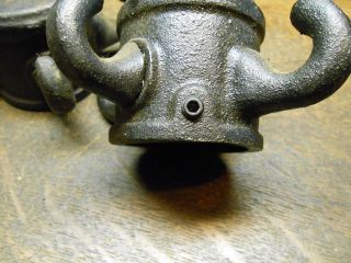 Two 1 - 1/2” wash line gate hitching post top flag pole topper old iron 4 hooks 3