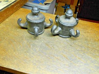 Two 1 - 1/2” wash line gate hitching post top flag pole topper old iron 4 hooks 4