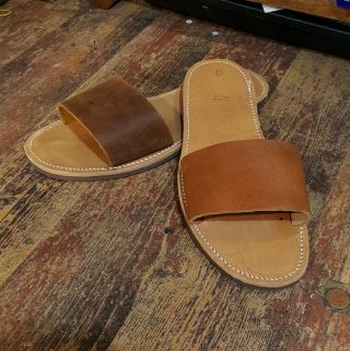 Handmade Leather Sandals Brown & Natural Greek Production Design Ancient Style