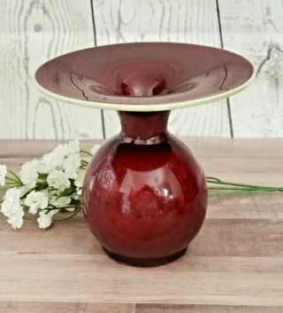 Vtg Stunning Catalina Pottery Oxblood Bulbous Vase Red Ruby Beauty Rare Mcm