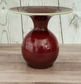 VTG STUNNING CATALINA POTTERY OXBLOOD BULBOUS VASE RED RUBY BEAUTY RARE MCM 2