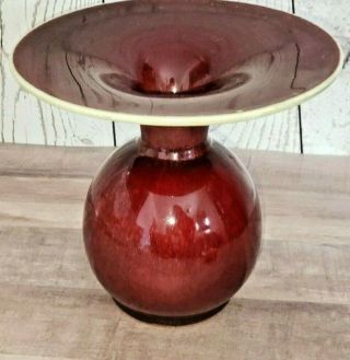VTG STUNNING CATALINA POTTERY OXBLOOD BULBOUS VASE RED RUBY BEAUTY RARE MCM 4