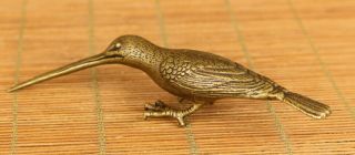 Chinese Old Bronze Hand Carved Kingfisher Bird Statue Table Decoration Gift