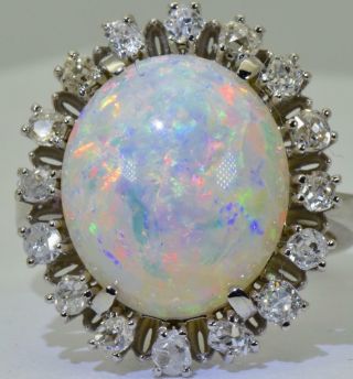 Rare antique Art - Deco 18k w.  gold,  1.  2ct Diamonds&large 8ct Australian Opal ring 2