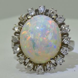 Rare antique Art - Deco 18k w.  gold,  1.  2ct Diamonds&large 8ct Australian Opal ring 4