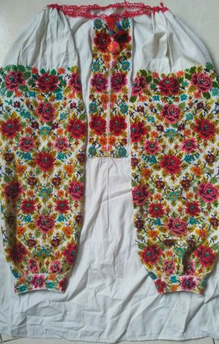 Big Ukrainian Vintage Embroidered Blouse,  1930 - 1940,  Xl - 2xl,  Ukraine