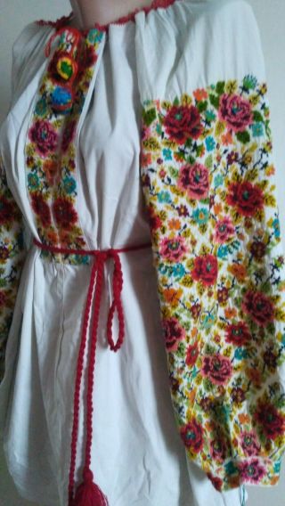 BIG Ukrainian vintage embroidered blouse,  1930 - 1940,  XL - 2XL,  Ukraine 8