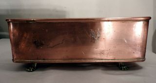 Medium Size Antique Copper & Brass Garden Planting Trough Jardiniere Lion Handle 6