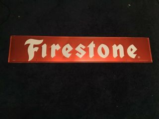 Vintage 48 " X 9.  5 " Firestone Tire Tin Sign Grace Brite A - 306 - 7 Embossed Rare