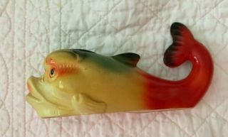 Vintage Celluloid Whale Dolphin Bright Colors 5 1/2 " Long