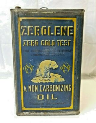 Wow Rare - Antique Zeroline Standard Motor Oil Five Gallon Metal Can