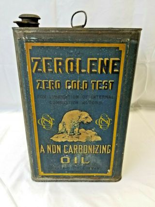 WOW RARE - Antique Zeroline Standard Motor Oil Five Gallon Metal Can 7