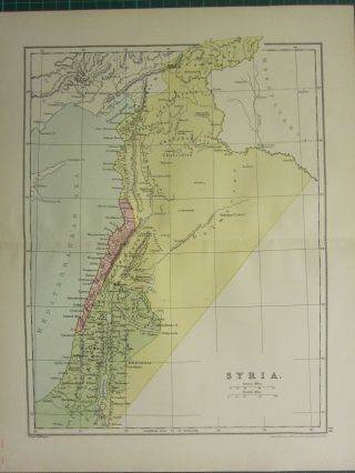 1904 Map Of Ancient History Syria Phoenice Palaestina