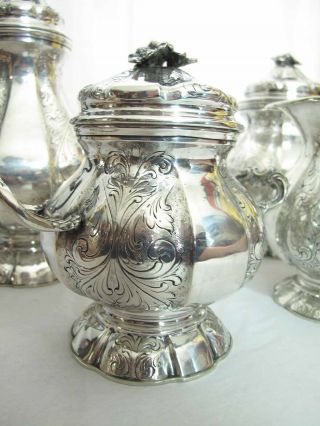 & Heavy Antique German 800 Silver 4 Piece Tea & Coffee Set 2532 Grams 4