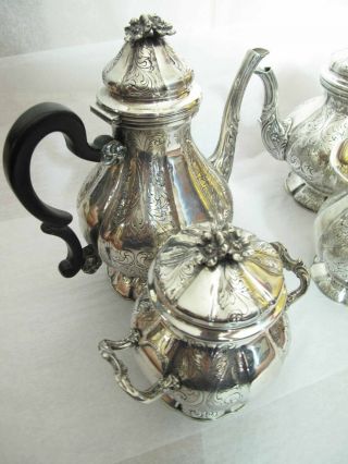 & Heavy Antique German 800 Silver 4 Piece Tea & Coffee Set 2532 Grams 5