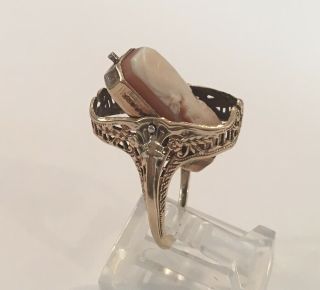 Vintage Antique 10k Yellow Gold Flip Rare Cameo Onyx Diamond Handmade Ring