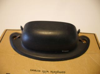 Vintage NOS Satin BLACK Steel DRAWER Pulls BIN Cup Finger Style Cupboard Cabinet 3