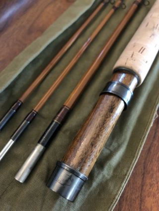 E.  F.  Payne Bamboo Fly Fishing Rod Abercrombie & Fitch 8ft 3/2 Vintage 10