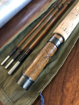 E.  F.  Payne Bamboo Fly Fishing Rod Abercrombie & Fitch 8ft 3/2 Vintage 7