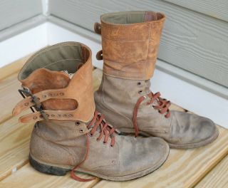 Wwii Us Military Soldier Double Buckle Leather Combat Boots