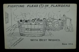 Ww1 British Bef 4th Division Flanders Xmas 1914 Postcard