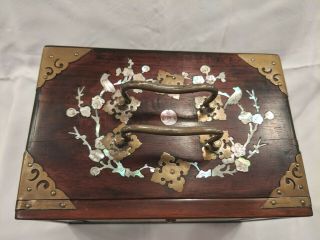 1920s Antique Bone and Bamboo Mahjong Set with Inlaid Box 2