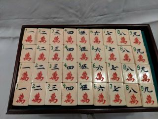 1920s Antique Bone and Bamboo Mahjong Set with Inlaid Box 8