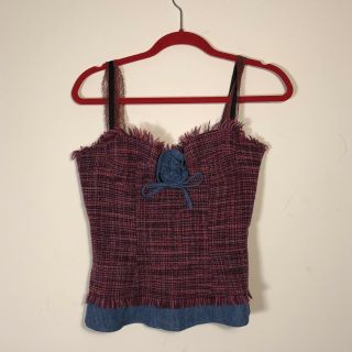 D&g Dolce And Gabbana Wool Vintage Purple And Denim Tank Top Size S