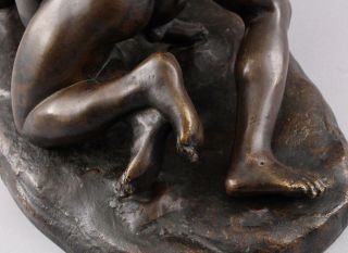 Antique 19thC Grand Tour Greek Nude Men Wrestling Wrestlers Bronze Sculpture 6