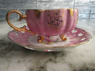 Vintage Royal Halsey Very Fine Gold Footed Cup and Saucer 3