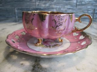 Vintage Royal Halsey Very Fine Gold Footed Cup and Saucer 4