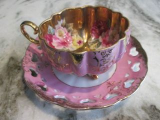 Vintage Royal Halsey Very Fine Gold Footed Cup and Saucer 5