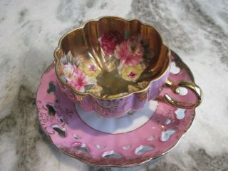 Vintage Royal Halsey Very Fine Gold Footed Cup and Saucer 6