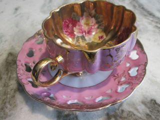 Vintage Royal Halsey Very Fine Gold Footed Cup and Saucer 7