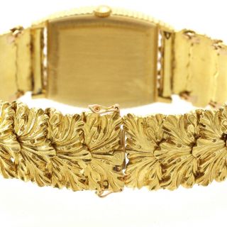 Buccellati 18K Solid Gold Vintage Dress Watch Fancy Leaf Bracelet 4