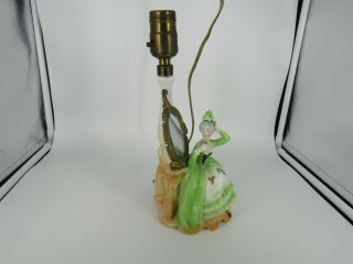 Vintage Germany Porcelain Figural Victorian Woman In Front of Mirror Lamp Base 4